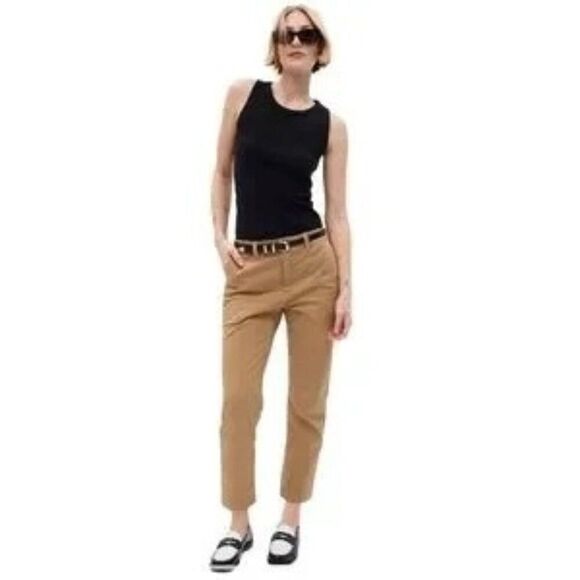 GAP Downtown Khakis Women Size 8 T Tall NWT Tan Trouser Pants Straight Leg - Picture 1 of 13